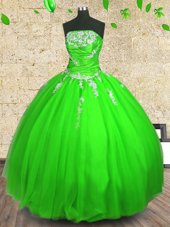 Sleeveless Appliques Lace Up 15th Birthday Dress