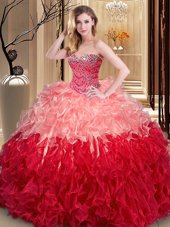 Multi-color Organza Lace Up Sweetheart Sleeveless Floor Length Vestidos de Quinceanera Ruffles