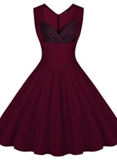 Burgundy Sweetheart Neckline Ruching Dress for Prom Sleeveless Zipper