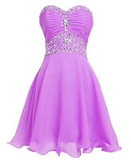 Edgy Sweetheart Sleeveless Lace Up Prom Party Dress Lilac Organza