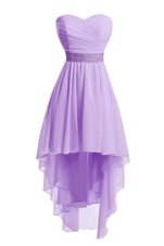 Top Selling High Low Lavender Prom Evening Gown Sweetheart Sleeveless Lace Up