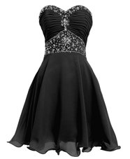 Latest Mini Length Empire Sleeveless Black Homecoming Dress Lace Up