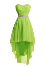 Sweetheart Sleeveless Prom Gown High Low Belt Organza