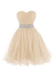 Champagne Prom Dress Prom and Party and For with Belt Sweetheart Sleeveless Lace Up