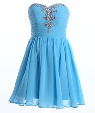 Top Selling Baby Blue Sweetheart Neckline Beading Prom Party Dress Sleeveless Lace Up