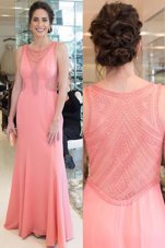 Mermaid Scoop Sleeveless Beading Zipper Dress for Prom