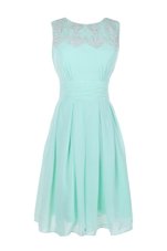 Apple Green Empire Chiffon Bateau Sleeveless Belt Tea Length Zipper Homecoming Dress