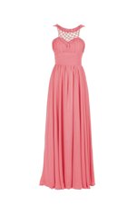 Beauteous Watermelon Red Scoop Neckline Beading Dress for Prom Sleeveless Zipper