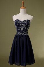 Custom Made Navy Blue Sweetheart Neckline Embroidery Evening Dress Sleeveless Zipper