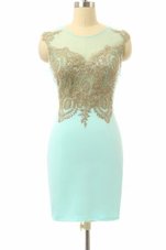 Mini Length Column/Sheath Sleeveless Turquoise Club Wear Side Zipper