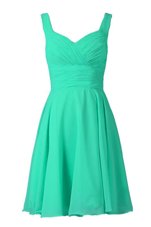 Shining Pleated Off The Shoulder Sleeveless Zipper Juniors Party Dress Turquoise Chiffon