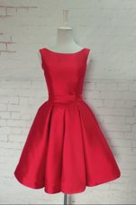 High Class Red Dress for Prom Prom and Party and For with Bowknot Bateau Sleeveless Backless