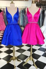 Satin Sleeveless Knee Length Prom Party Dress and Belt