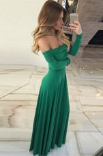 Popular Off The Shoulder Long Sleeves Chiffon Dress for Prom Ruching Zipper