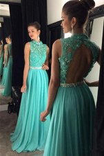 Free and Easy Scoop Sleeveless Beading and Lace Backless Prom Evening Gown