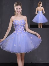 Discount Appliques Prom Party Dress Lavender Lace Up Sleeveless Mini Length