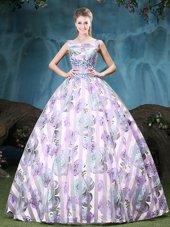 Straps Straps Multi-color Tulle Lace Up Ball Gown Prom Dress Sleeveless Floor Length Appliques and Pattern