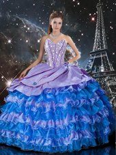 Fabulous Organza Sleeveless Floor Length Sweet 16 Dresses and Beading and Ruffles