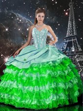 Attractive Multi-color Organza Zipper Sweetheart Sleeveless Floor Length Quinceanera Gowns Beading and Ruffles