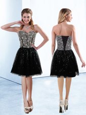 Fabulous Black Club Wear Prom and Party and For with Sequins Sweetheart Sleeveless Lace Up